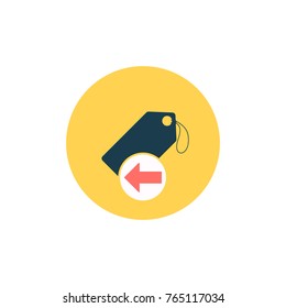 Price tag icon. Vector label. Store coupon sign. Arrow left icon