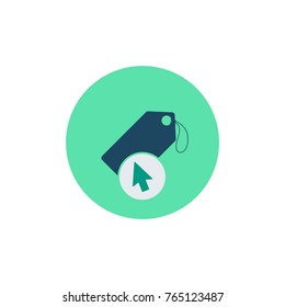 Price tag icon. Vector label. Store coupon sign. Cursor icon.