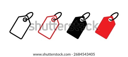 Price tag icon vector outline and solid style. Sale tag icon set. Discount icon vector. Price tag icon with string loop representing label
