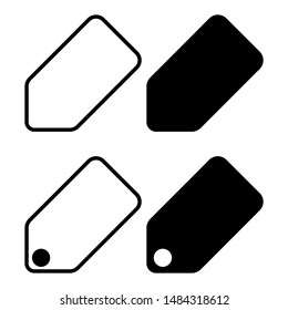 price tag icon vector set black solid color and outline isolated on white background