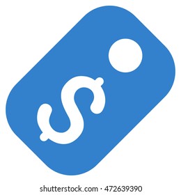 Price Tag icon. Vector style is flat iconic symbol with rounded angles, cobalt color, white background.