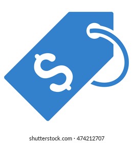 Price Tag icon. Vector style is flat iconic symbol with rounded angles, cobalt color, white background.