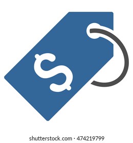 Price Tag icon. Vector style is bicolor flat iconic symbol with rounded angles, cobalt and gray colors, white background.