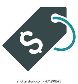 Price Tag icon. Vector style is bicolor flat iconic symbol with rounded angles, soft blue colors, white background.