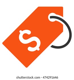 Price Tag icon. Vector style is bicolor flat iconic symbol with rounded angles, orange and gray colors, white background.