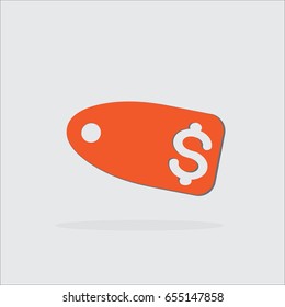 price tag  Icon vector in trendy flat style isolated on grey background.  