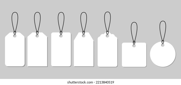 Price tag icons collection.Set of blank white paper price tags or gift tags .Paper labels set. Discount tags.Cardboard.