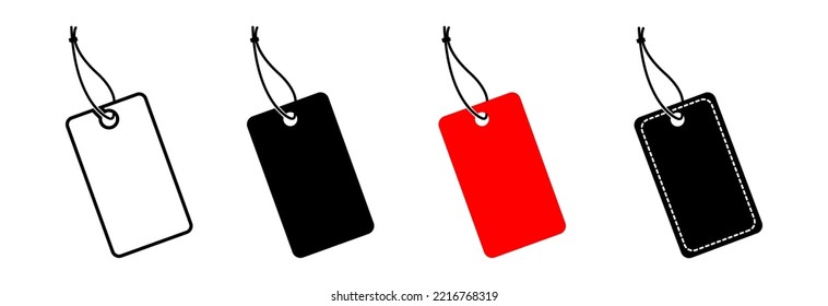 Price tag icons collection.Set of blank white and black ,red price tags or gift tags . Label icons set. Discount tags .Cardboard.