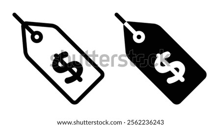 Price tag Icons pack in outlined and flat versions