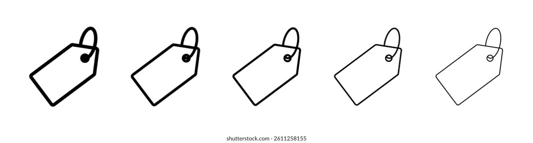 Price tag icons vector set in different stroke line style