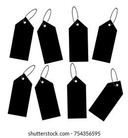price tag label with black blank silhouette set