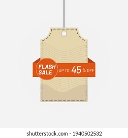 Price tag label flash sale discount 45 off Vector