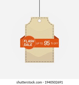 Price tag label flash sale discount 95 off Vector