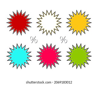Price tag, label, flat icon, colorful collection design. Vector illustration isolated on white background.