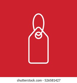 price tag label line white icon on red background