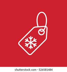 price tag label line white icon on red background