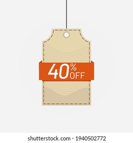 Price tag label sale discount 40 off Vector