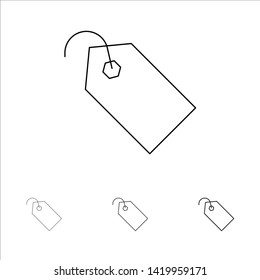 Price, Tag, Label, Ticket Bold and thin black line icon set