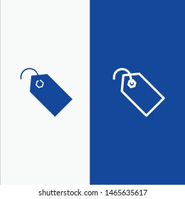 Price, Tag, Label, Ticket Line and Glyph Solid icon Blue banner Line and Glyph Solid icon Blue banner. Vector Icon Template background