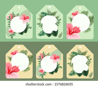 price tag label vector for print or other use with tropical floral theme. editable with eps file