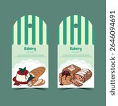Price tag labels set for bakery shop branding. Dessert, pastries label tag for your business. Front and back bakery card