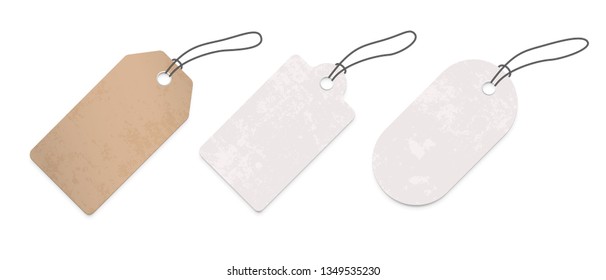 Price tag labels set. Vector sale paper gift blank pricetag with string isolated on white background