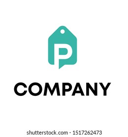 Price Tag With Letter P Logo Template