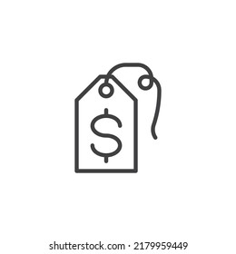 Preisschild-Symbol lineares Stilzeichen für mobiles Konzept und Webdesign. Dollar-Preisschild Umriss-Vektorsymbol. Symbol, Logo-Abbildung. Vektorgrafik