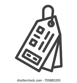 Price tag line icon, outline vector sign, linear style pictogram isolated on white. Symbol, logo illustration. Editable stroke. Pixel perfect graphics