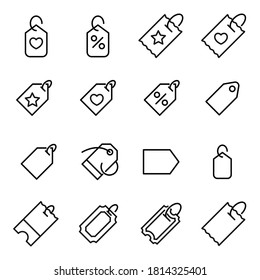 Price tag line icons set. Stroke vector elements for trendy design. Simple pictograms for mobile concept and web apps. Vector line icons isolated on a white background.