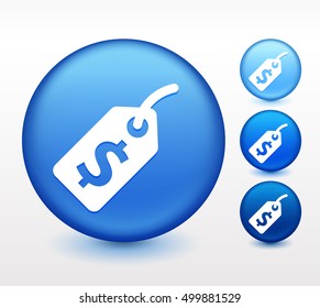 Price Tag on Blue Round Button
