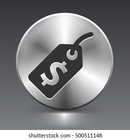 Price Tag on Silver Round Button