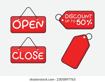 Price Tag Open Close Vector Set