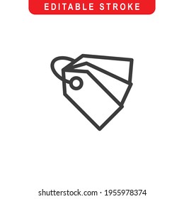 Price Tag Outline Icon. Price Tag Line Art Logo. Vector Illustration. Isolated On White Background. Editable Stroke