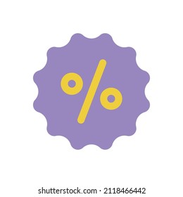 Price tag with percent symbol. Purple sale discount starburst stickers. Promotional marketing for the sale of promotional products. Special commercial bonuses. vector icon