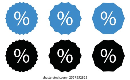 Price tag with percent symbol.starburst sticker clearance sale with discounts. Advertising marketing for promotion product sales. Special commercial bonuses. Vector icons. Vector illustrations 