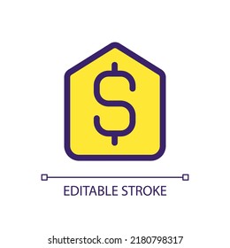 Price tag pixel perfect RGB color ui icon. Product value. Goods retail. Simple filled line element. GUI, UX design for mobile app. Vector isolated pictogram. Editable stroke. Arial font used
