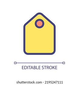 Price tag pixel perfect RGB color ui icon. Label placement. E store. Simple filled line element. GUI, UX design for mobile app. Vector isolated pictogram. Editable stroke. Arial font used