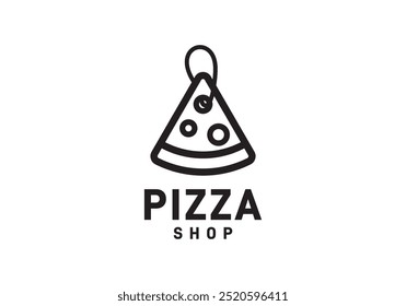 etiqueta de preço com logotipo de pizza. online food café e restaurante vetor design template