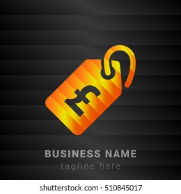 Price Tag Pound Orange, Yellow and Black silk fashion premium icon / Logo