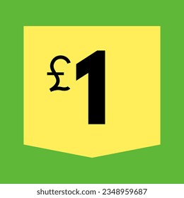 Price tag of £1, promotional banner, offer icon