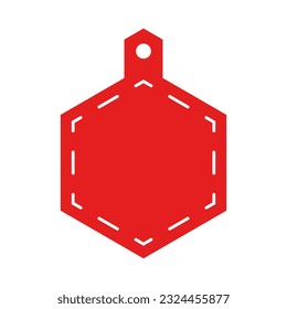 Price Tag In Red Color Hexagon Shape And White Line In Flat Style For Business
