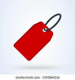 price tag red flat. Simple vector modern design illustration.