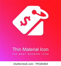 Price tag red and pink gradient material white icon minimal design