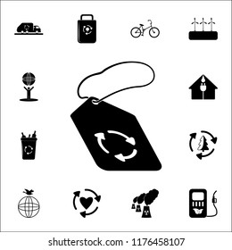 price tag with a refill mark icon. Ecology icons universal set for web and mobile