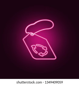 price tag with a refill mark icon. Elements of Ecology in neon style icons. Simple icon for websites, web design, mobile app, info graphics
