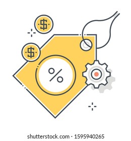 Price tag related color line vector icon, illustration. The icon is about price tag, shopping, e-commerce, coupon, cost, discount. The composition is infinitely scalable.