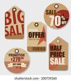 Price tag, sale coupon, voucher. Vintage Style template Design vector illustration.