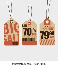 Price tag, sale coupon, voucher. Vintage Style template Design vector illustration.