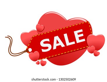 price tag sale happy valentine day vector illustration